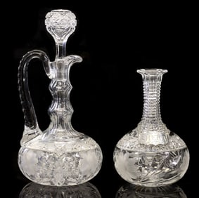 (2) AMERICAN BRILLIANT PERIOD CUT CRYSTAL DECANTERS