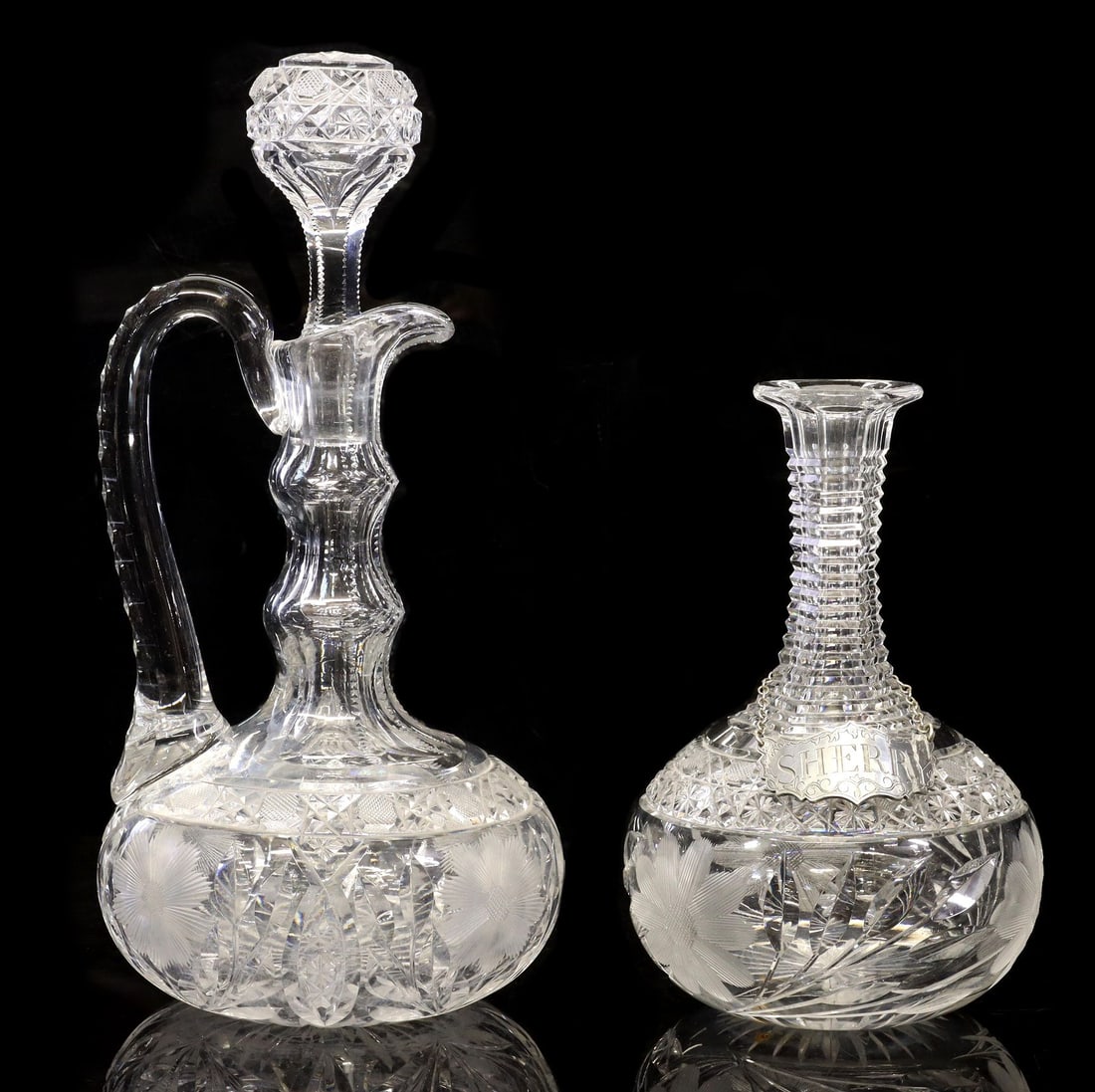 (2) AMERICAN BRILLIANT PERIOD CUT CRYSTAL DECANTERS (1 of 4)