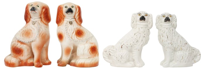 (4) ENGLISH VICTORIAN STAFFORDSHIRE MANTEL DOGS