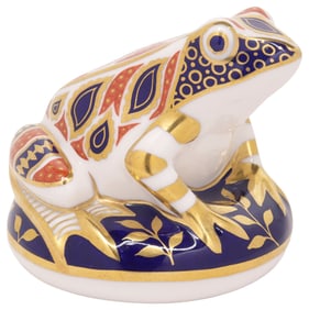 ROYAL CROWN DERBY IMARI PALETTE FROG PAPERWEIGHT FIGURE