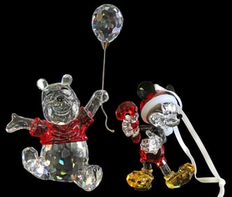 (2) SWAROVSKI CRYSTAL DISNEY WINNIE-THE-POOH & MICKEY MOUSE
