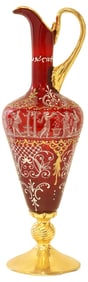 ITALIAN PARCEL-GILT & ENAMELED RUBY GLASS EWER