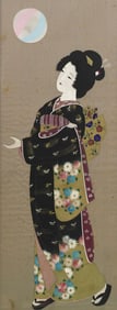 FRAMED JAPANESE PAINTING INK & COLOR ON SILK