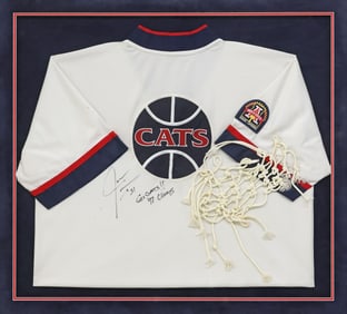 JASON TERRY ARIZONA WILDCATS SIGNED JERSEY & GAME BASKET NET