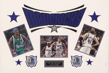 JASON TERRY & DIRK NOWITZKI SIGNED & FRAMED PHOTO DISPLAY