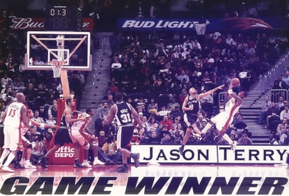 JASON TERRY & TONY PARKER FRAMED GAME ACTION POSTER