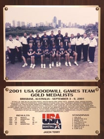 JASON TERRY U.S.A. TEAM, AUSTRALIA 2001 GOODWILL GAMES PLAQUE