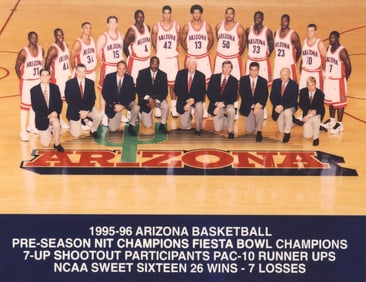 JASON TERRY 1995-96 ARIZONA WILDCATS BASKETBALL TEAM PICTURE