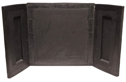 JOE GUY (20TH C.) DMA-EXHIBITED MIXED MEDIA TRIFOLD SCULPTURAL PAINTING