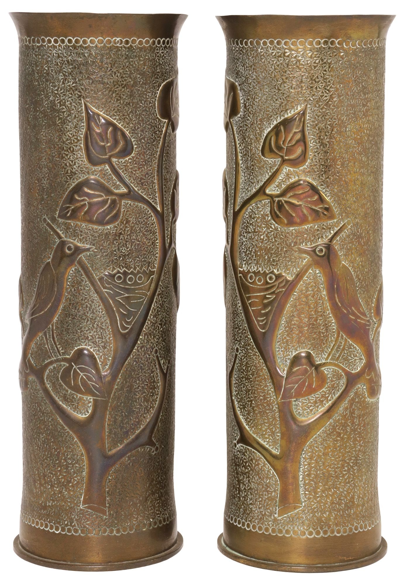(2) LARGE WWII-ERA TRENCH ART ARTILLERY SHELL VASES (1 of 3)