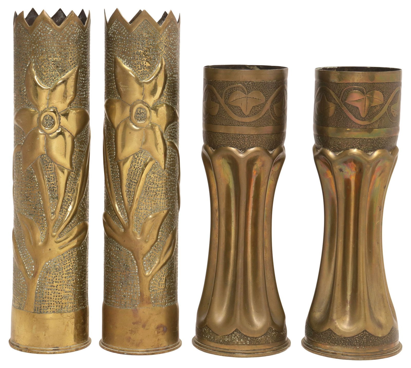 (4) WWI-ERA TRENCH ART ARTILLERY SHELL VASES (1 of 3)