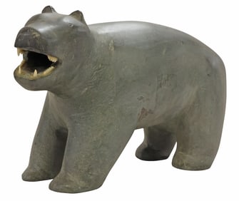 HEAVY INUIT CARVED STONE SCULPTURE OF A BEAR