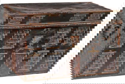 ENGLISH HOUSE FACADE PAINT-DECORATED STEEL WORK BOX