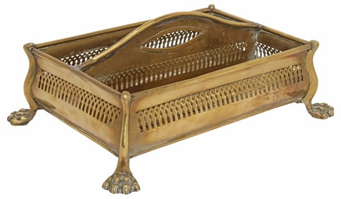 ENGLISH REGENCY PERIOD PIERCED BRASS CUTLERY TRAY