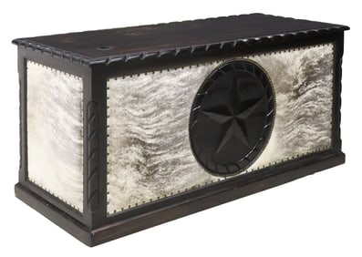 WESTERN COWHIDE UPHOLSTERED TEXAS STAR EXECUTIVE OFFICE DESK