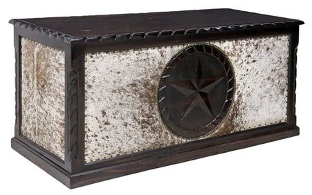 WESTERN COWHIDE UPHOLSTERED TEXAS STAR EXECUTIVE OFFICE DESK