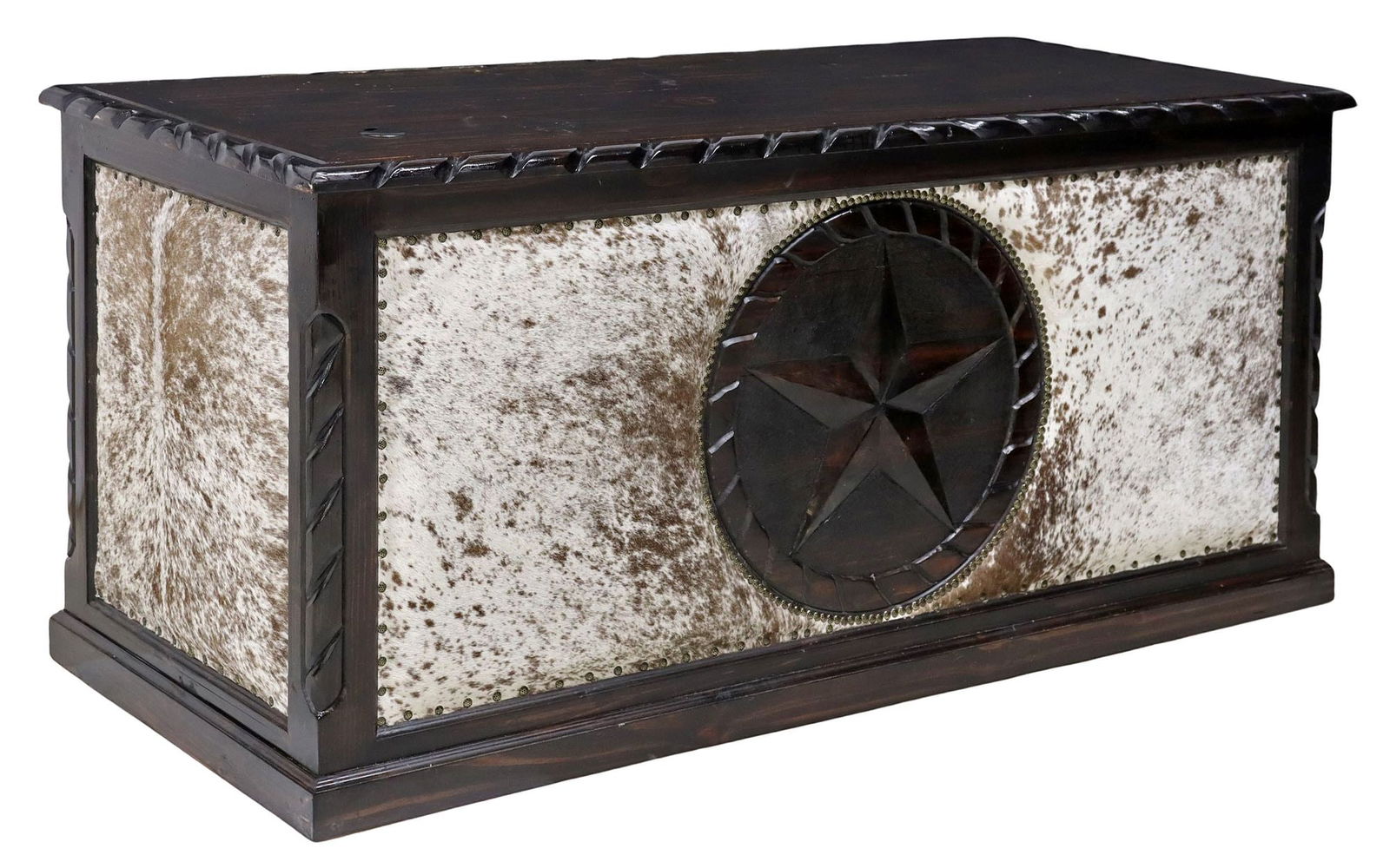 WESTERN COWHIDE UPHOLSTERED TEXAS STAR EXECUTIVE OFFICE DESK (1 of 5)