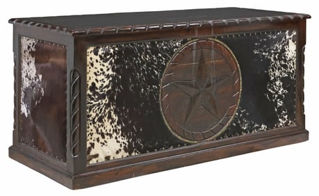 WESTERN COWHIDE UPHOLSTERED TEXAS STAR EXECUTIVE OFFICE DESK
