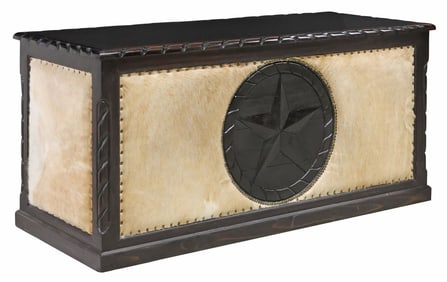 WESTERN COWHIDE UPHOLSTERED TEXAS STAR EXECUTIVE OFFICE DESK