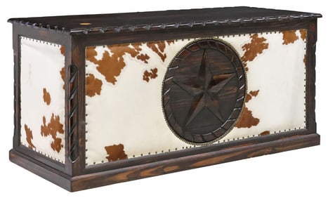 WESTERN COWHIDE UPHOLSTERED TEXAS STAR EXECUTIVE OFFICE DESK
