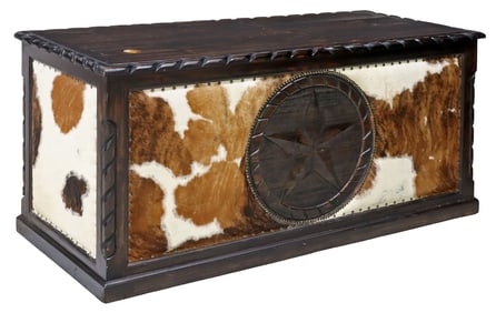 WESTERN COWHIDE UPHOLSTERED TEXAS STAR EXECUTIVE OFFICE DESK
