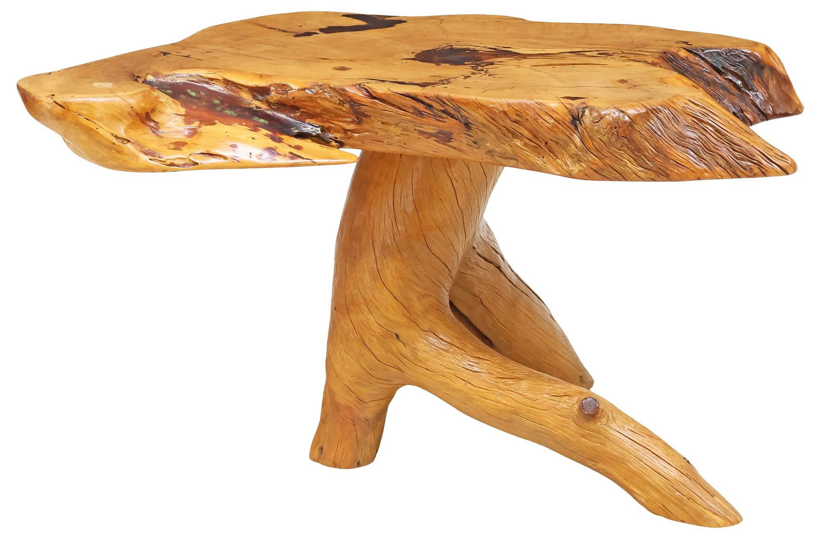 RUSTIC LIVE EDGE SLAB-TOP BURLWOOD COFFEE TABLE (1 of 4)