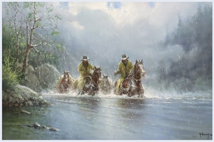 LARGE G. HARVEY (D.2017) LIMITED-EDITION GICLEE PRINT, 'BOOT TOP CROSSING'