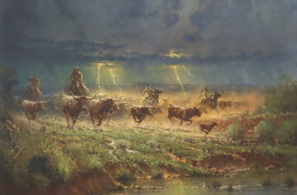 G. HARVEY (D.2017) LIMITED-EDITION GICLEE PRINT, 'RAWHIDE & THUNDER'