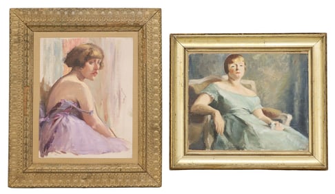 (2) MARY COOK (TEXAS, 1860-1945) OIL PAINTINGS, FEMALE PORTRAITS