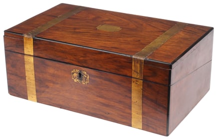 ENGLISH REGENCY BRASS-BOUND WRITING SLOPE / CAMPAIGN DESK