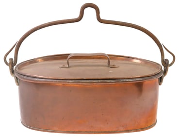 LARGE ENGLISH COPPER OVAL FISH KETTLE