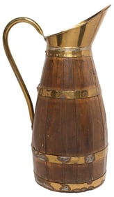ENGLISH BRASS-BOUND COOPERED OAK CIDER / WINE JUG