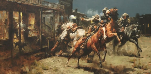 ANDY THOMAS (B.1957) SIGNED GICLEE PRINT, 'BAD WHISKEY'