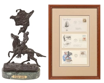 (2) AFTER REMINGTON 'BUFFALO SIGNAL' BRONZE & FIRST DAY ISSUE ENVELOPES