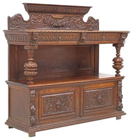 BRITISH VICTORIAN CARVED OAK SERVER