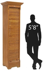 TALL GERMAN TAMBOUR DOOR OAK FLAT FILING CABINET, 80.25"H