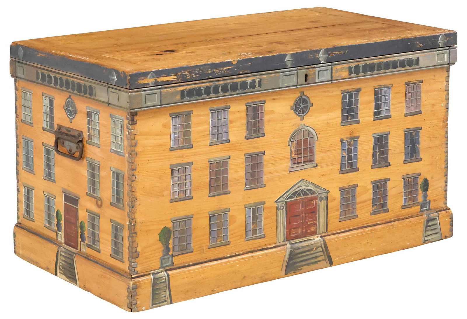 ENGLISH PAINT-DECORATED HOUSE FACADE BLANKET CHEST (1 of 5)