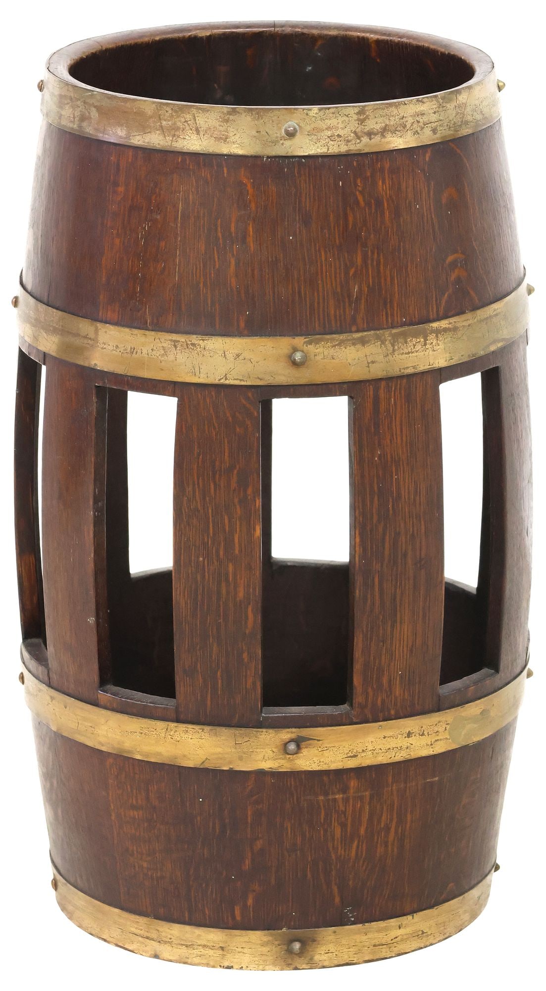 ENGLISH R.A. LISTER & CO. OAK BARREL-FORM STICK STAND (1 of 6)
