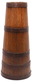 ENGLISH IRON-BANDED SLATTED OAK STAVE BARREL, 24"H