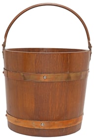 R.A. LISTER & CO. ENGLISH BRASS-BOUND COOPERED OAK BUCKET