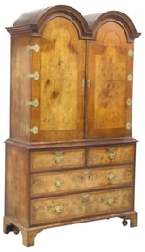 GEORGE I STYLE WALNUT DOUBLE-DOME CABINET-ON-CHEST