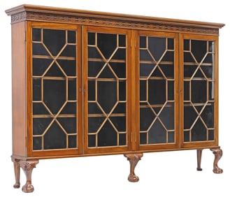 EDWARDIAN CHIPPENDALE STYLE CARVED MAHOGANY BOOKCASE