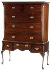 ENGLISH GEORGE III MAHOGANY CHEST-ON-STAND