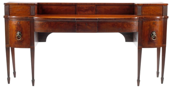 GEORGE III PERIOD FLAME MAHOGANY BOWFRONT SIDEBOARD