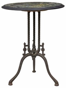 VICTORIAN PAINTED SLATE & CAST IRON TRIPOD TABLE