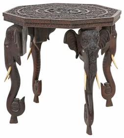 ANGLO-INDIAN CARVED HARDWOOD OCCASIONAL TABLE