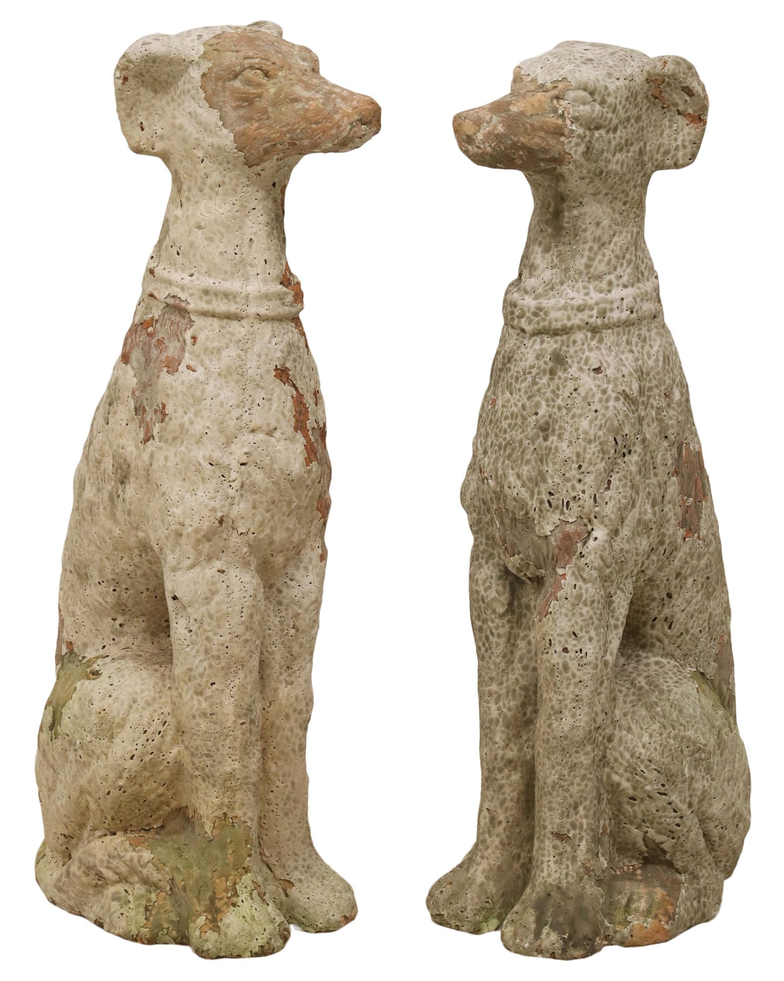 (2) ENGLISH GLAZED TERRACOTTA GREYHOUND SCULPTURES, 19TH C. (1 of 3)