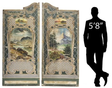 (2) CONTINENTAL POLYCHROME-PAINTED CANVAS PANELS