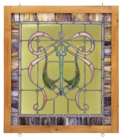 ARCHITECTURAL STAINED & LEADED GLASS WINDOW PANEL