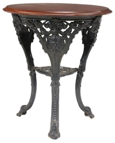 ENGLISH WOOD-TOP CAST IRON PUB TABLE